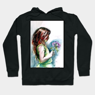 Girl with purple floral Hoodie